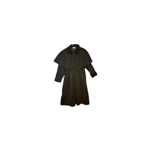 Forstmann Women's Vintage Wool Overcoat XL Black Embroidered Cape W Flaws